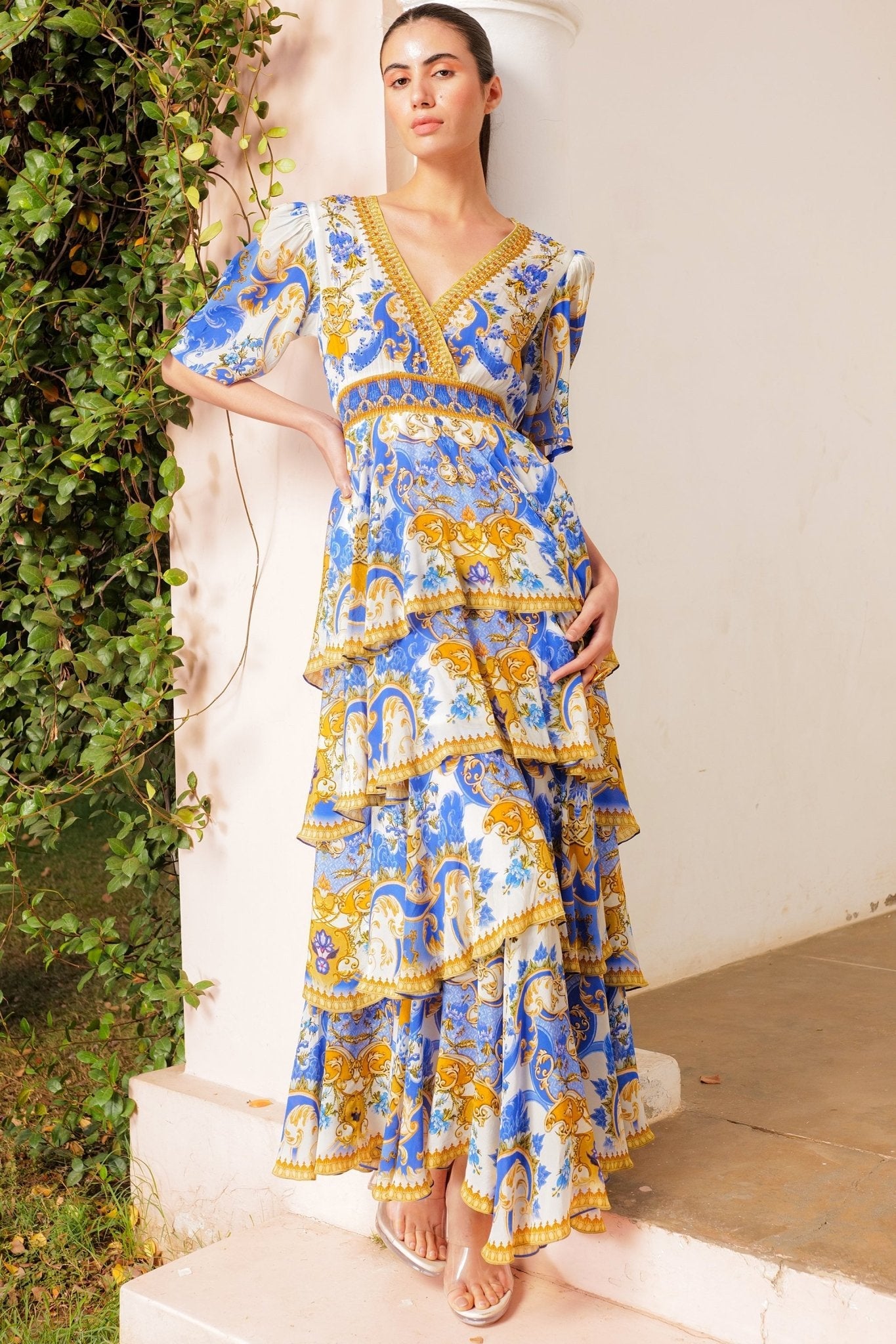 SANTORINI SUNRISE CROSS OVER MAXI DRESS - Czarina