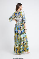 SUMMER BLUES WAIST DRAWSTRING MAXI DRESS - Czarina