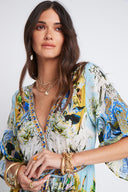 SUMMER BLUES WAIST DRAWSTRING MAXI DRESS - Czarina